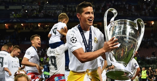 of Madrid is challenged by of Athletico during the UEFA Champions League Final match between Real Madrid and Club Atletico de Madrid at Stadio Giuseppe Meazza on May 28, 2016 in Milan, Italy.