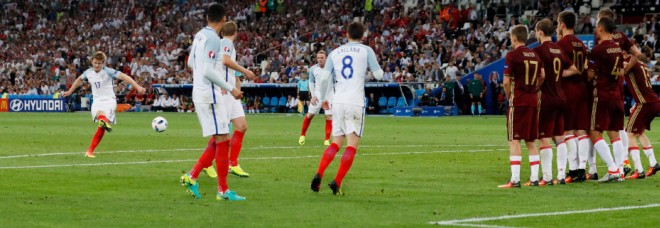 Football Soccer - England v Russia - EURO 2016 - Group B - Stade V¿lodrome, Marseille, France - 11/6/16 England's Eric Dier scores their first goal REUTERS/Jason Cairnduff Livepic